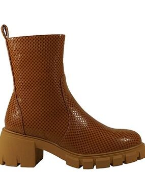 Women's Tan Textured Chunky Chelsea Bootie